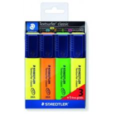 ESTUCHE 3 + 1REGALO MARCADORES FLUORESCENTE CLASSIC 364 TEXTSURFER STAEDTLER 364-S WP4P (Espera 4 dias) en Huesoi